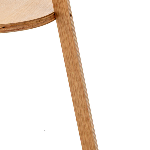 Rubberwood Wooden Tripod Floor Lamp Light Round Shelf Off White Linen Shade