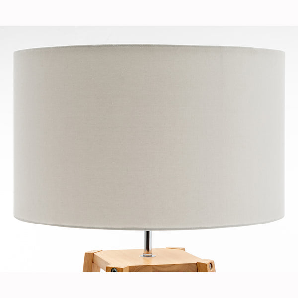 Eiffel Rubberwood 3 Tier Floor Lamp Light Shelves Off White Linen Shade