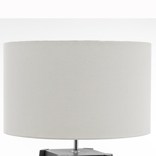 Eiffel Rubberwood 3 Tier Floor Lamp Light Shelves Off White Linen Shade Black