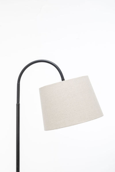 Naples Rubberwood Tripod Floor Lamp Light Shelf USB Charger Linen Shade