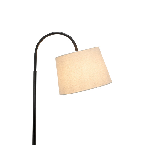 Naples Rubberwood Tripod Floor Lamp Light Shelf USB Charger Linen Shade