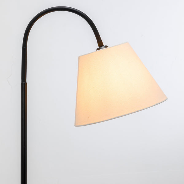 Florence Rubberwood Tripod Floor Side Lamp Light Shelf USB Charger Linen Shade