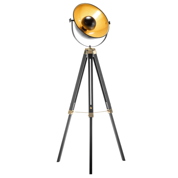 Tripod Searchlight Spot Retro Industrial Floor Light Lamp Matte Black 155cm