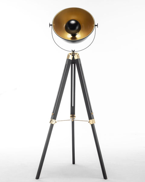 Tripod Searchlight Spot Retro Industrial Floor Light Lamp Matte Black 155cm