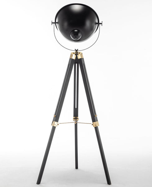Tripod Searchlight Spot Retro Industrial Floor Light Lamp Matte Black 155cm