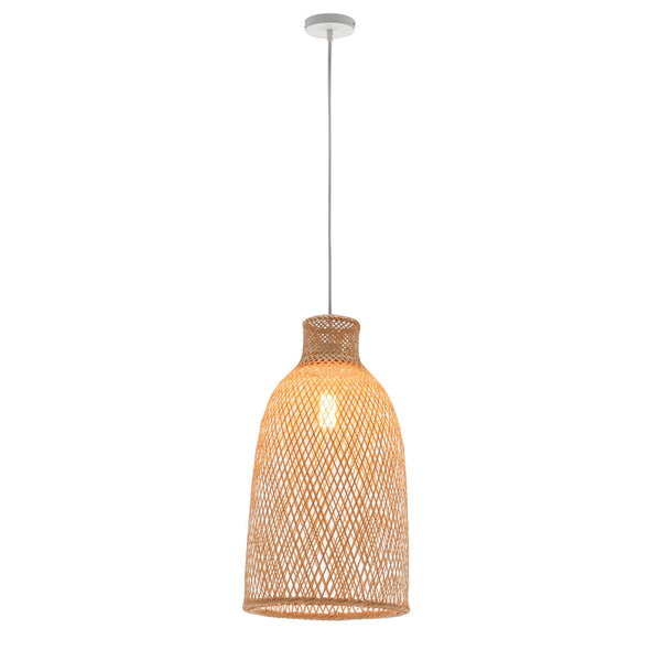 Natural Woven Bamboo Cone Pendant Ceiling Lamp Light Bell Shade Boho Tropical