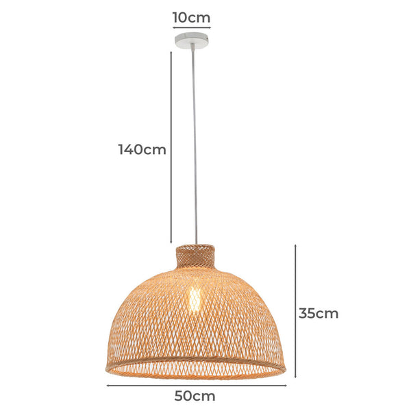 Natural Woven Bamboo Dome Pendant Ceiling Lamp Light Shade Boho Tropical