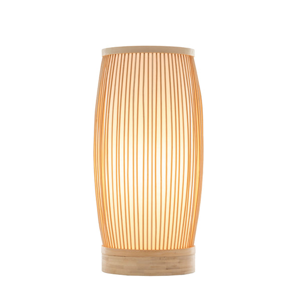 Natural Woven Bamboo Rattan Cylinder Table Lamp Light Boho Tropical Coastal