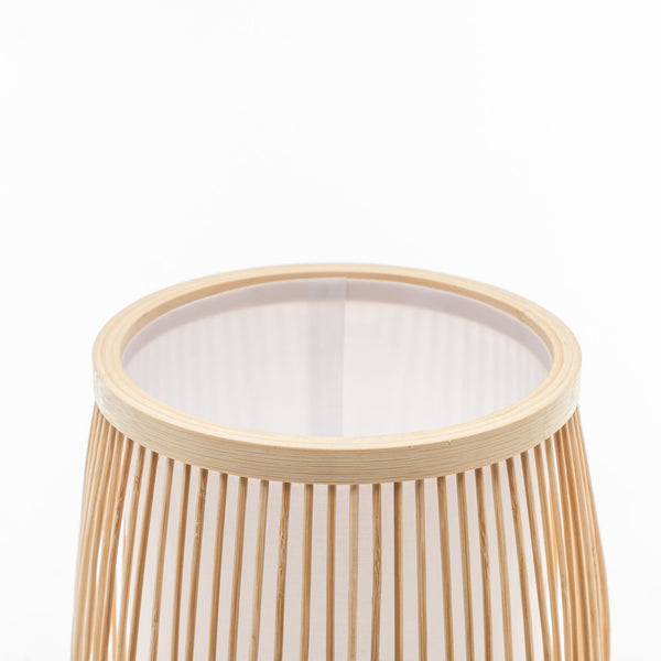 Natural Woven Bamboo Rattan Cylinder Table Lamp Light Boho Tropical Coastal