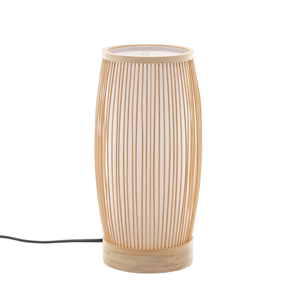 Natural Woven Bamboo Rattan Cylinder Table Lamp Light Boho Tropical Coastal