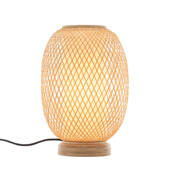 Natural Woven Bamboo Rattan Oval Table Lamp Light Shade Boho Tropical Coastal