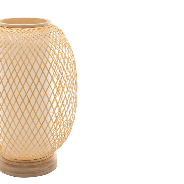 Natural Woven Bamboo Rattan Oval Table Lamp Light Shade Boho Tropical Coastal