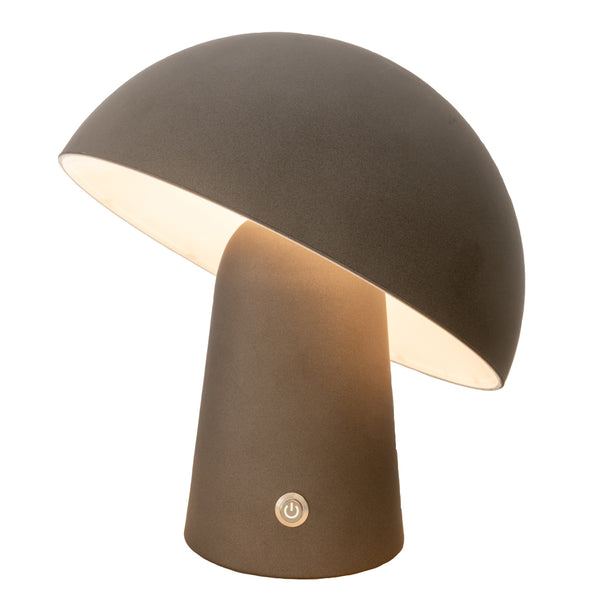 LED Cordless Mushroom USB Rechargeable Dimmable Table Lamp Light Steel Grey
