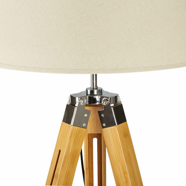 Large Tripod Floor Lamp Light Linen Shade Modern Bamboo Vintage Wooden Retro