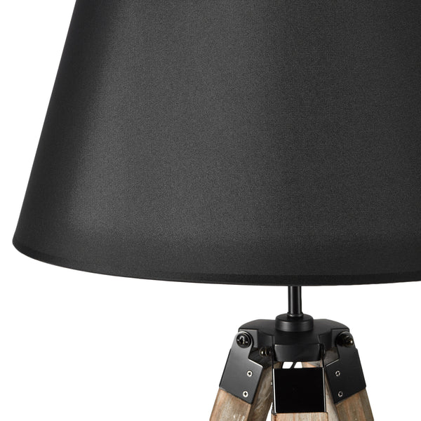 Large Tripod Floor Lamp Light Linen Shade Modern Vintage Wooden Retro Black