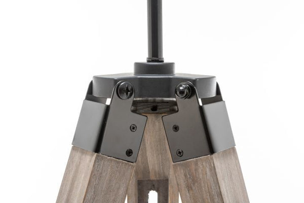 Large Tripod Floor Lamp Light Linen Shade Modern Vintage Wooden Retro Black