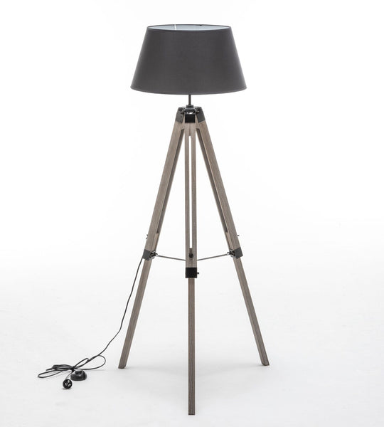 Large Tripod Floor Lamp Light Linen Shade Modern Vintage Wooden Retro Black