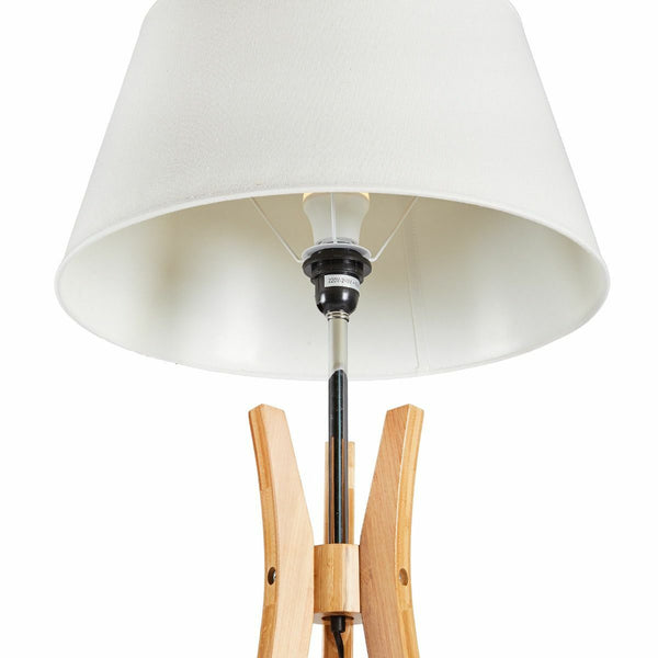 Large Tripod Floor Lamp Light Linen Shade Modern Bamboo Vintage Wooden Retro