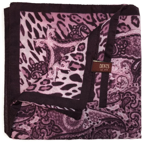 Dents Animal Print Paisley Amethyst Purple Womens Scarf 90 x 90cm