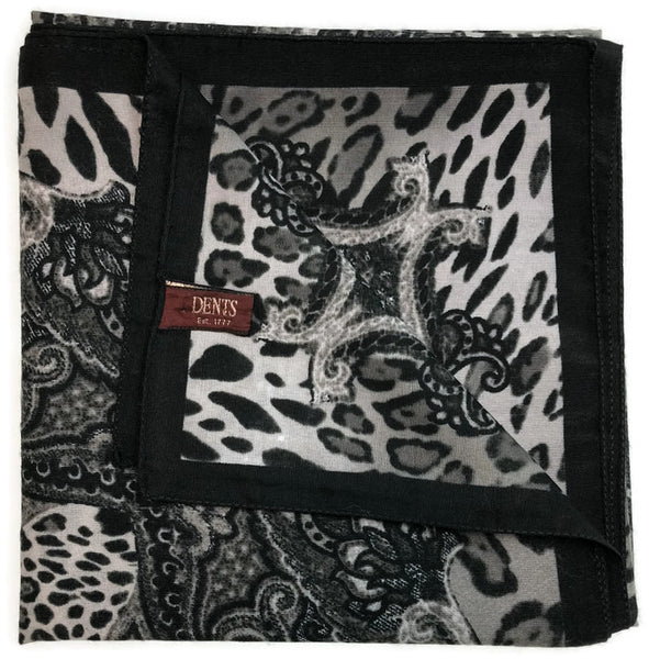 Dents Animal Print Paisley Black Womens Scarf 90 x 90cm