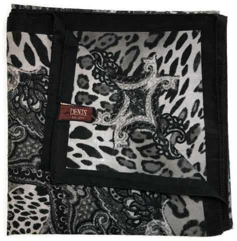 Dents Animal Print Paisley Black Womens Scarf 90 x 90cm