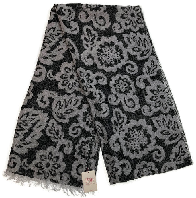 Dents Womens Floral Black Pashmina Style Wool Blend Scarf 200 x 40cm