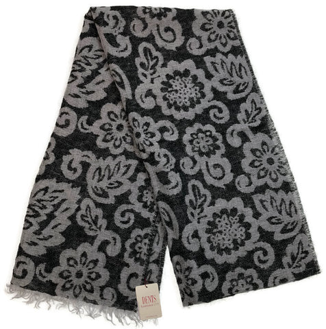Dents Womens Floral Black Pashmina Style Wool Blend Scarf 200 x 40cm