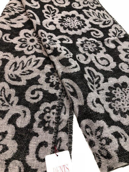 Dents Womens Floral Black Pashmina Style Wool Blend Scarf 200 x 40cm