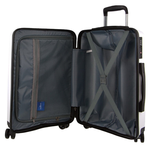 Milleni Hard Shell Spinner Wheel Luggage Bag Travel Suitcase 54cm 39L White