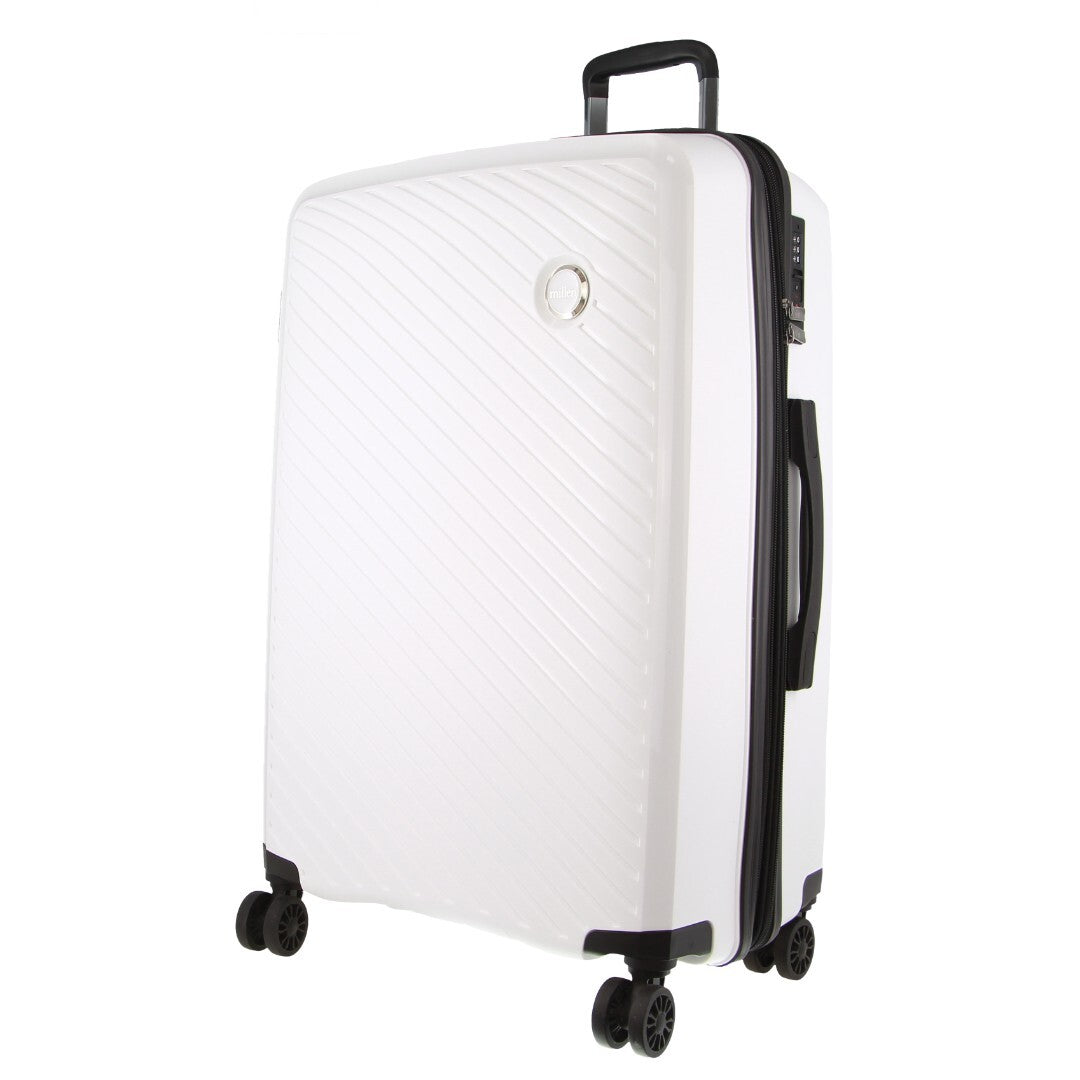 Milleni Hard Shell Spinner Wheel Luggage Bag Travel Suitcase 75cm 124L White