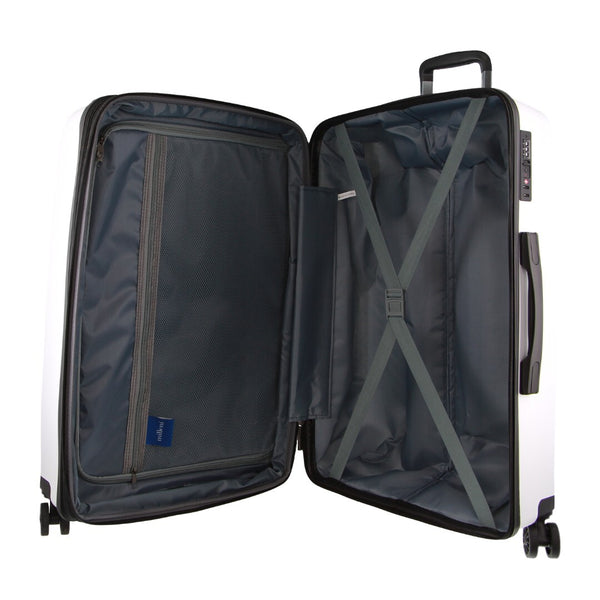 Milleni Hard Shell Spinner Wheel Luggage Bag Travel Suitcase 75cm 124L White