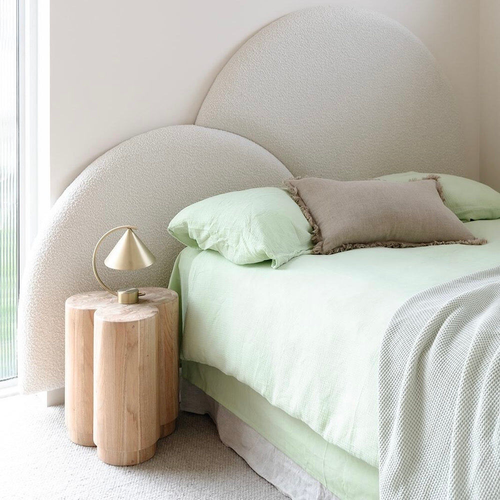 Soleil Cotton Muslin Duvet Quilt Doona Duvet Cover Set Pastel Green Double