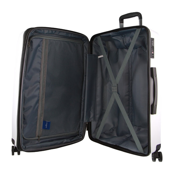 Milleni Monaco Hard Shell Spinner Wheel Luggage Bag Travel Suitcase 65cm 82.5L White