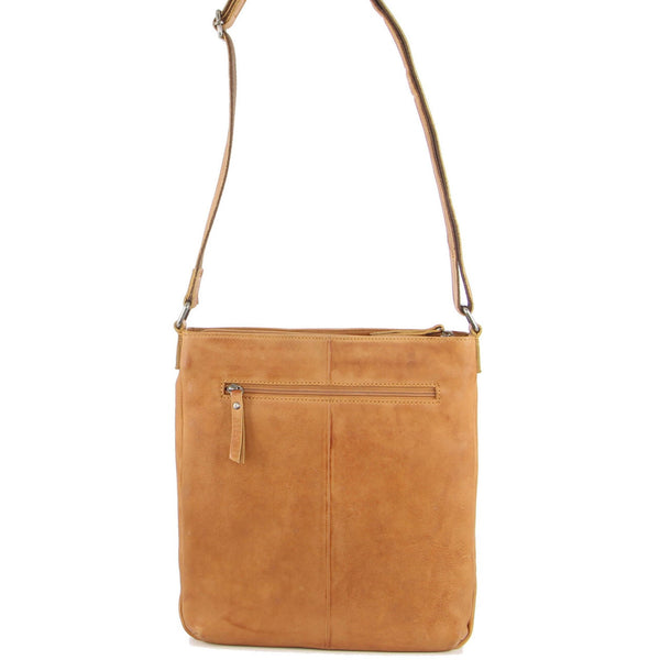 Milleni Womens Italian Nappa Leather Crossbody Travel Bag Caramel