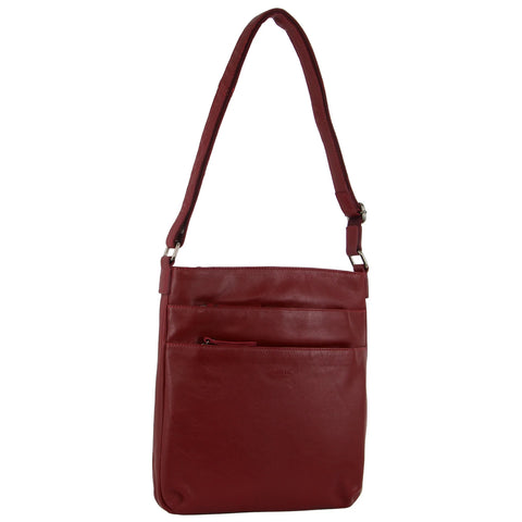 Milleni Womens Italian Nappa Leather Crossbody Travel Bag Red