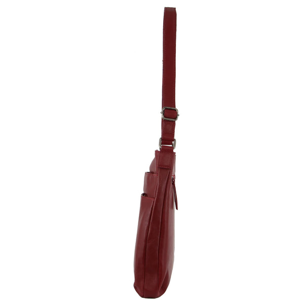 Milleni Womens Italian Nappa Leather Crossbody Travel Bag Red