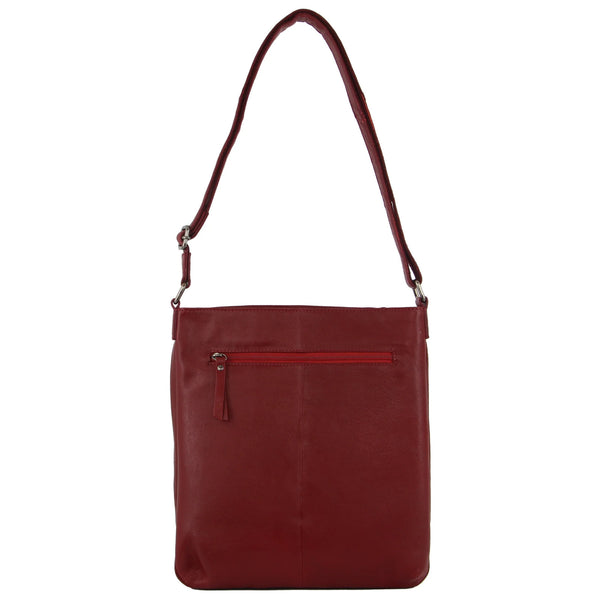 Milleni Womens Italian Nappa Leather Crossbody Travel Bag Red