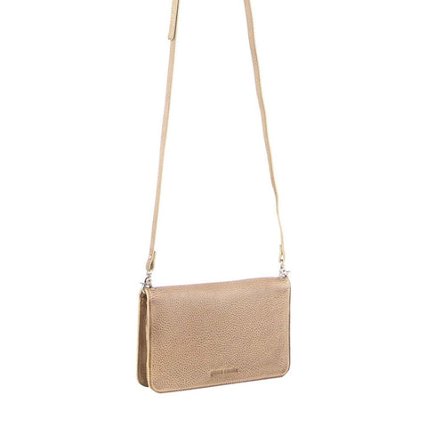 Pierre Cardin Ladies Leather Phone Crossbody Bag Handbag Travel RFID Latte