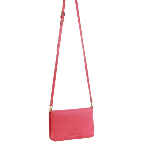 Pierre Cardin Ladies Leather Phone Crossbody Bag Handbag Travel RFID Pink