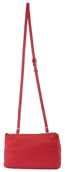 Pierre Cardin Woven Leather Womens Crossbody Shoulder Clutch Bag Red