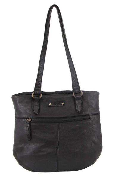 Pierre Cardin Womens Woven Leather Shoulder Bag Handbag Black