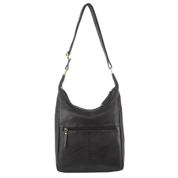 Pierre Cardin Womens Leather Perforated Multi Zip Crossbody Bag Handbag Black