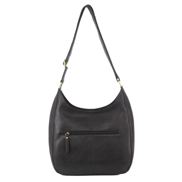 Pierre Cardin Womens Leather Perforated Crossbody Shoulder Bag Black