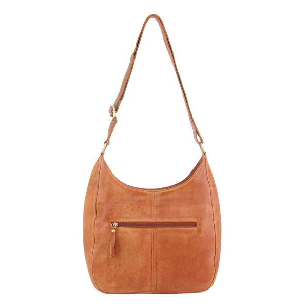 Pierre Cardin Womens Leather Perforated Crossbody Shoulder Bag Cognac