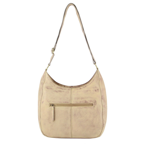 Pierre Cardin Womens Leather Perforated Crossbody Shoulder Bag Latte