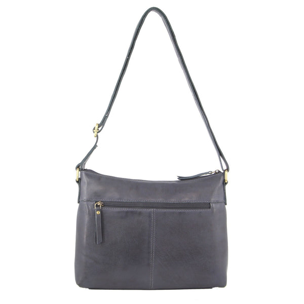 Pierre Cardin Womens Leather Perforated Rivets Crossbody Bag Handbag Teal