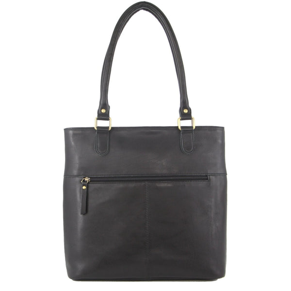 Pierre Cardin Womens Leather Perforated Shoulder Bag Handbag Studs Black