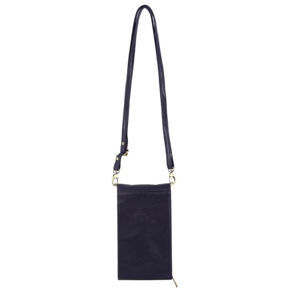 Pierre Cardin Ladies Leather Phone Crossbody Bag Handbag Travel RFID Indigo