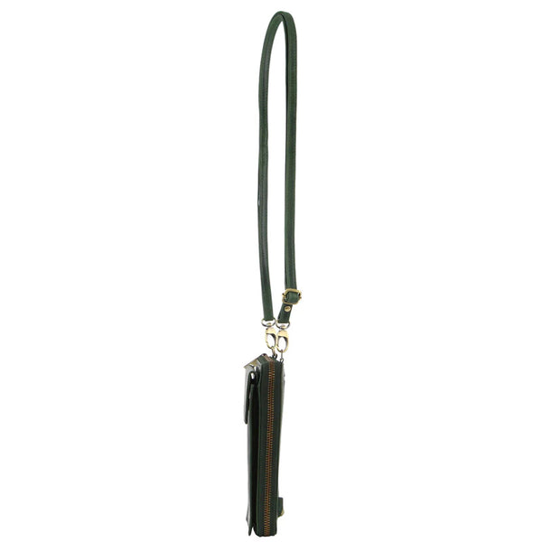 Pierre Cardin Ladies Leather Phone Crossbody Bag Handbag Travel RFID Emerald
