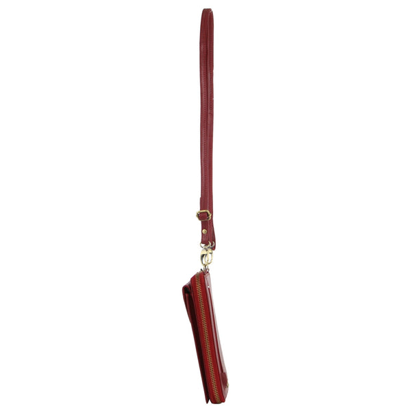 Pierre Cardin Ladies Leather Phone Crossbody Bag Handbag Travel RFID Red